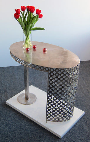 Oval End Table in Stainless steel